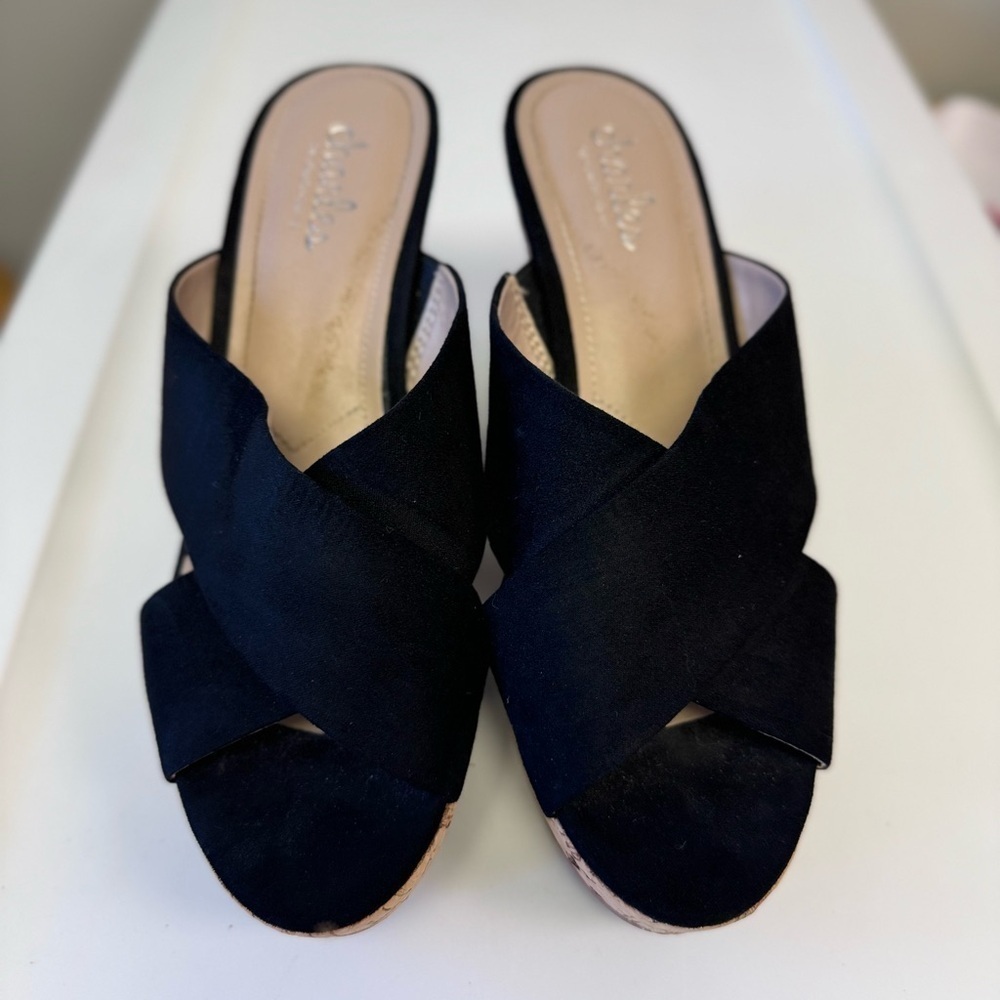 Charles by Charles David Latrice Microsuede Wedge Sandals In Black - Picture 6 of 8